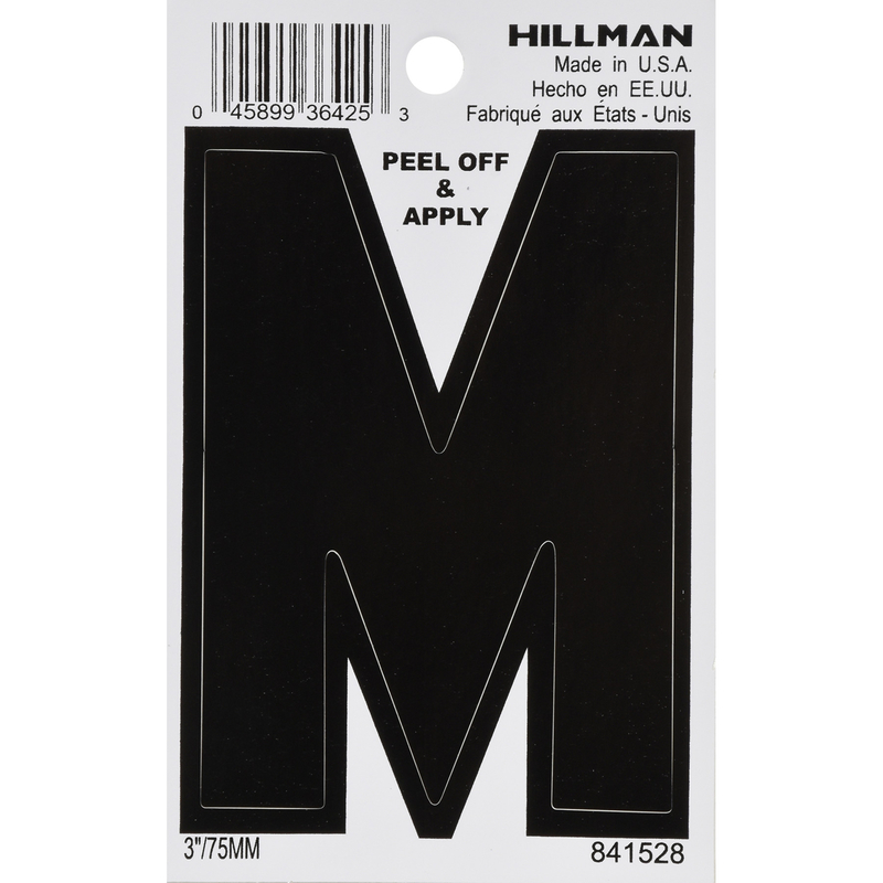 HILLMAN进口代理批发 Hillman 3 英寸黑色乙烯基自粘字母 M 1 件