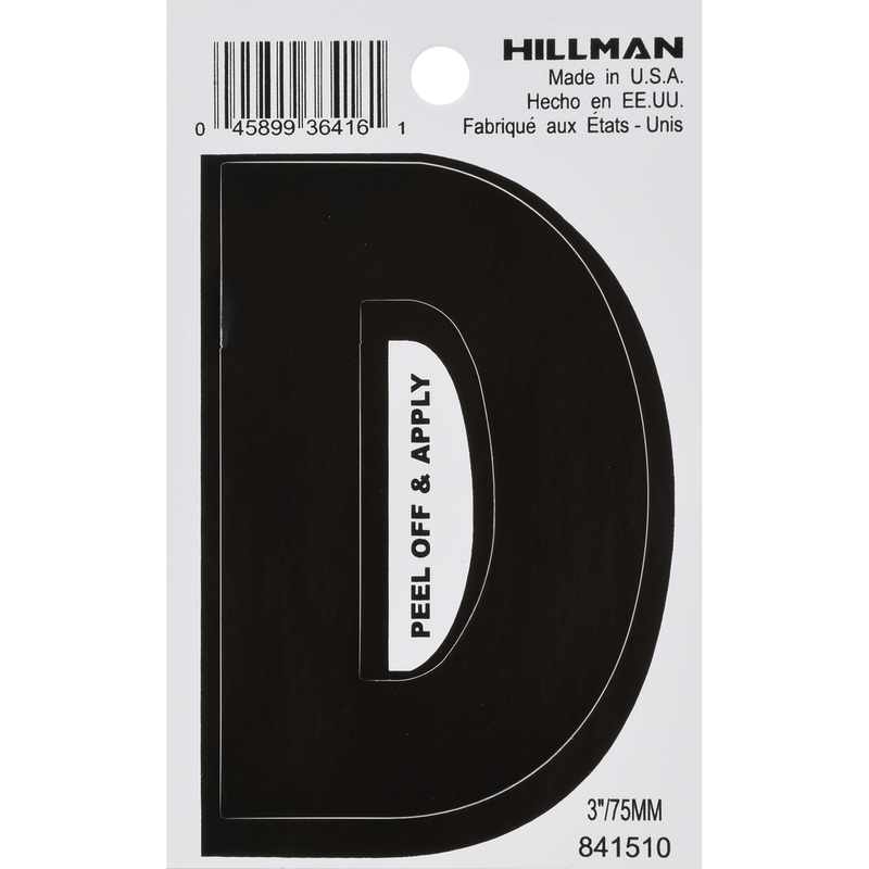 HILLMAN进口代理批发 Hillman 3 英寸黑色乙烯基自粘字母 D 1 件