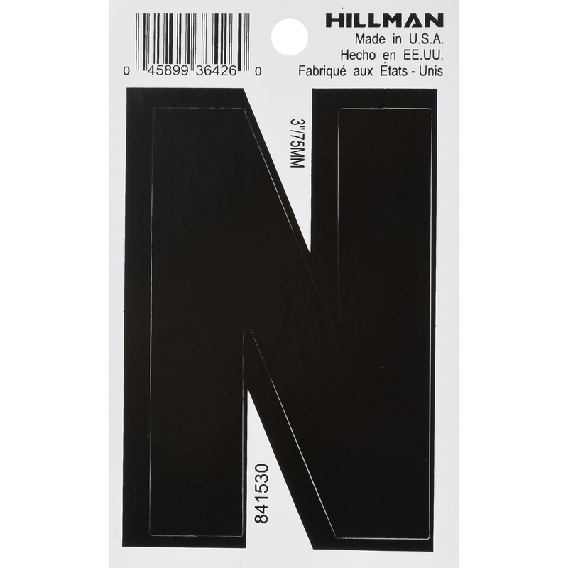 HILLMAN进口代理批发 Hillman 3 英寸黑色乙烯基自粘字母 N 1 件