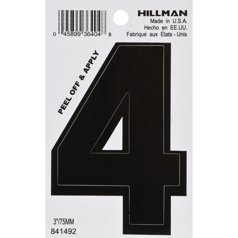 HILLMAN进口代理批发 Hillman 3 英寸黑色乙烯基自粘 4 号 1 件