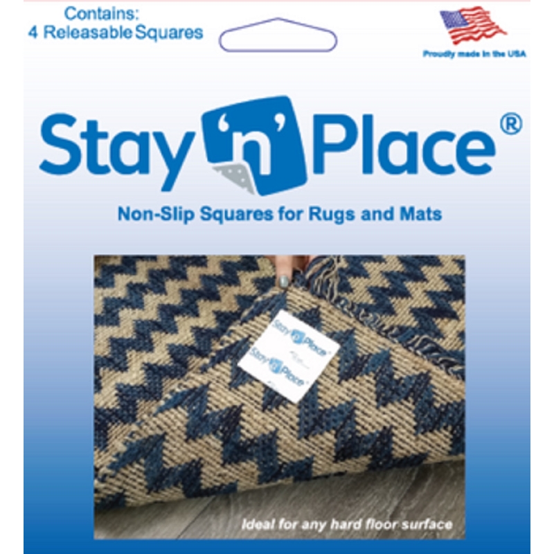 STAY 'N' PLACE进口代理批发 Stay 'n' Place 地毯防滑片 3 英寸 WX 3 英寸 L 布料/塑料 蓝色 4 个装