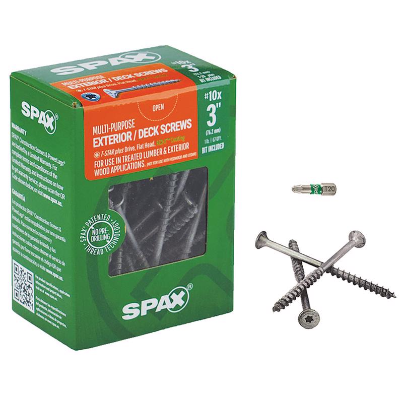 SPAX进口代理批发 SPAX 多材料 10 号标签 X 3 英寸长 T-20+ 平头锯齿状结构螺钉