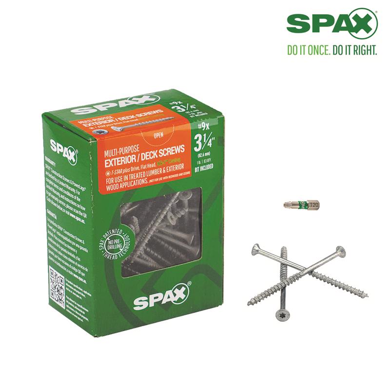 SPAX进口代理批发 SPAX 多材料 9 号标签 X 3 1/4 英寸长 T-20+ 平头锯齿状结构螺钉