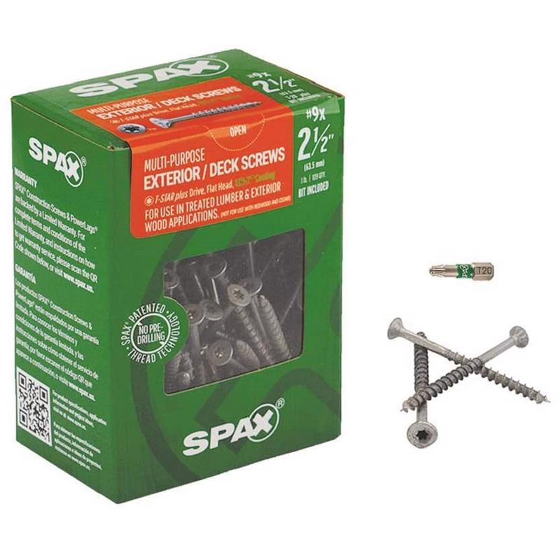 SPAX进口代理批发 SPAX 多材料 9 号标签 X 2-1/2 英寸长 T-20+ 平头锯齿状结构螺钉