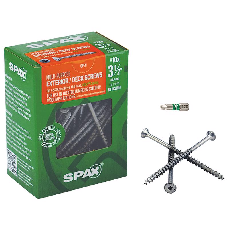 SPAX进口代理批发 SPAX 多材料 10 号标签 X 3-1/2 英寸长 T-20+ 平头锯齿状结构螺钉