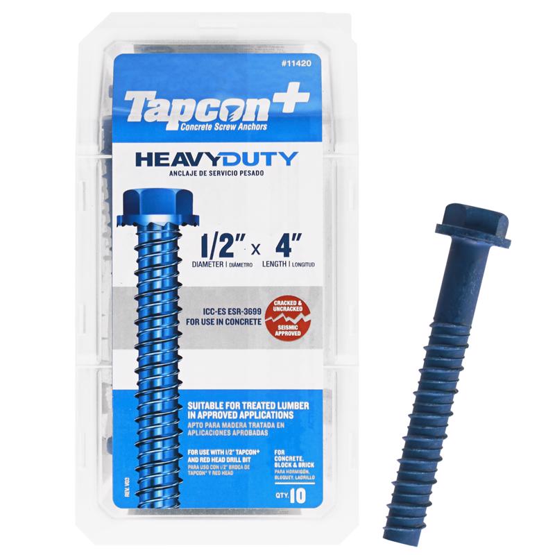 TAPCON进口代理批发 Tapcon 1/2 英寸 X 4 英寸 L 六角驱动六角垫圈头各种混凝土螺钉