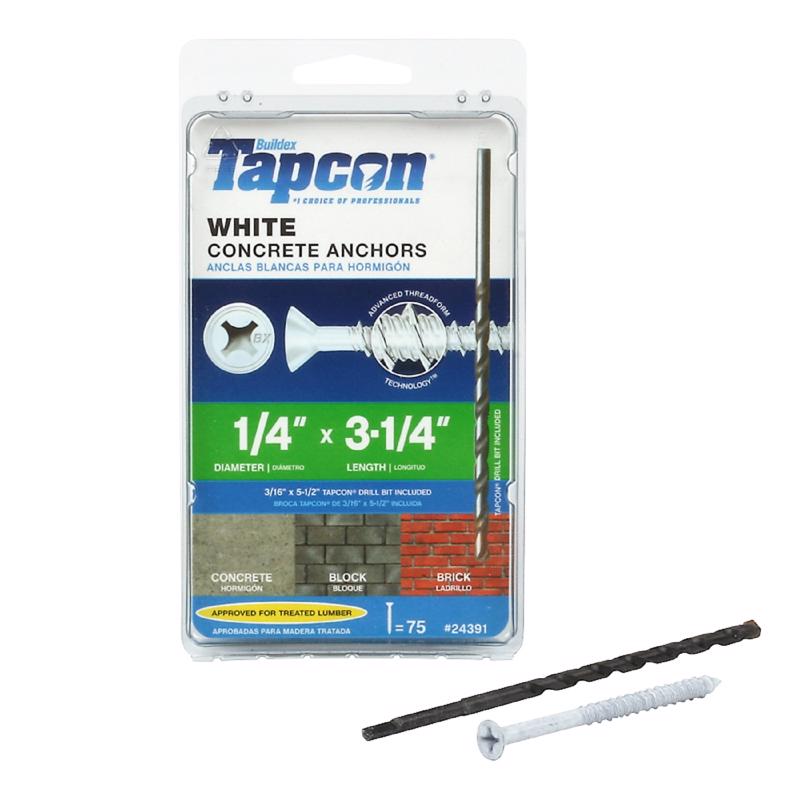 TAPCON进口代理批发 Tapcon 1/4 英寸 X 3-1/4 英寸 L 十字平头各种混凝土螺钉