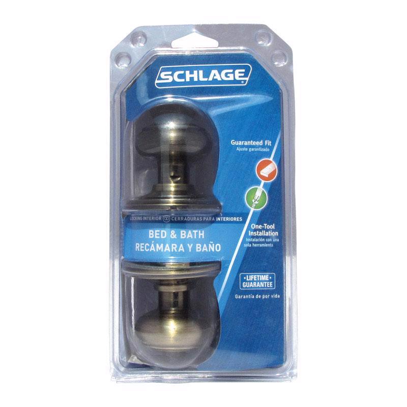 SCHLAGE进口代理批发 Schlage 格鲁吉亚古董黄铜隐私锁具 1-3/4 英寸。