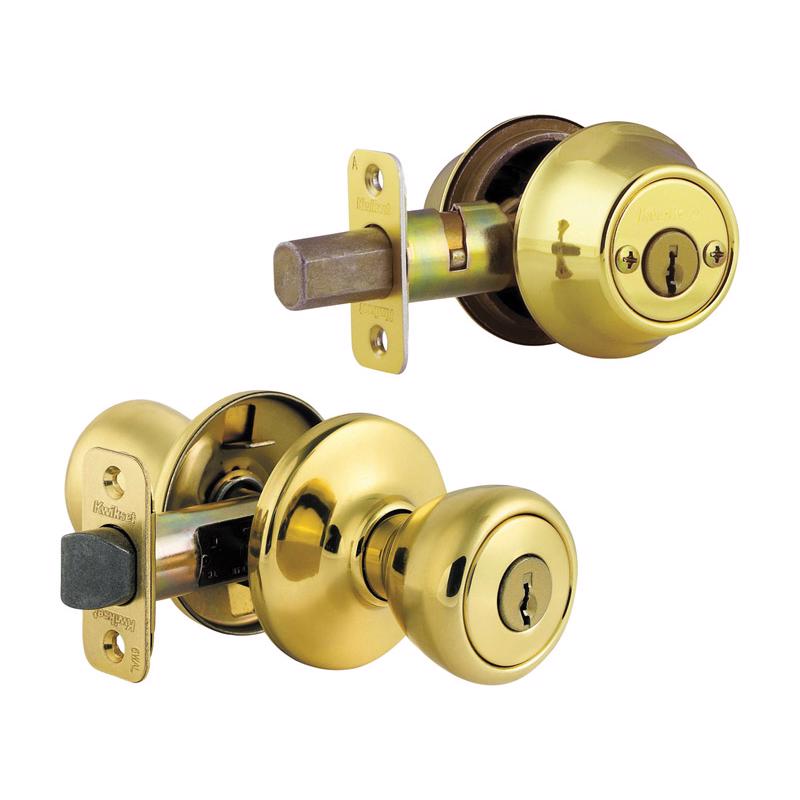 KWIKSET进口代理批发 Kwikset Tylo 抛光黄铜锁舌和入口门把手 1-3/4 英寸。