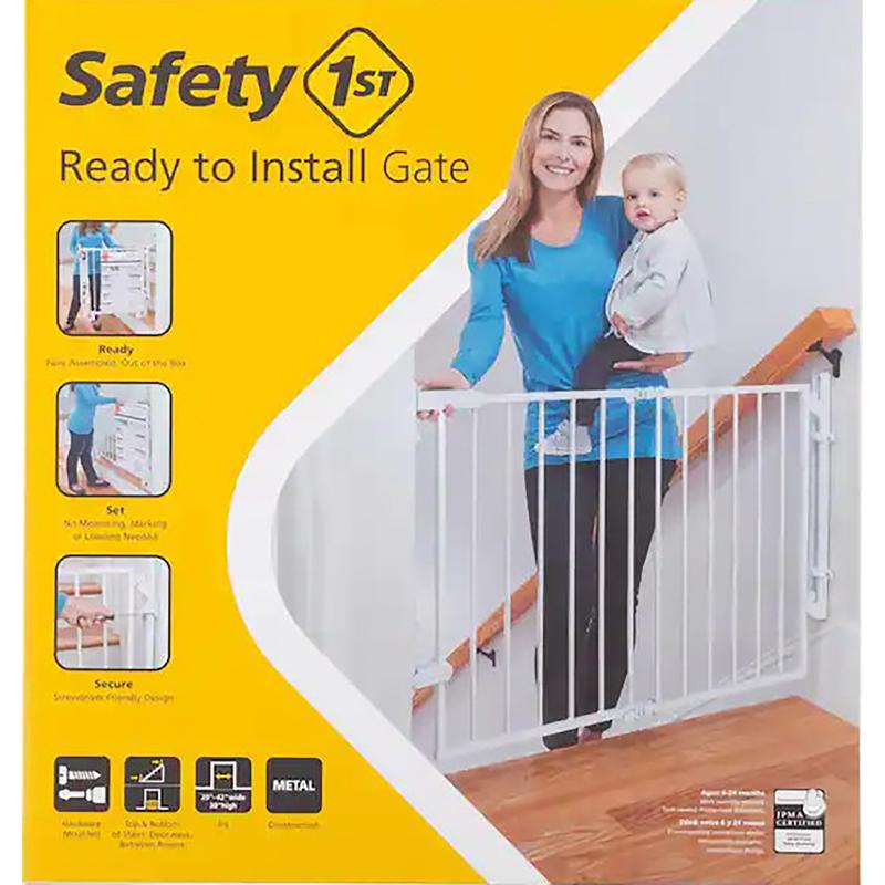 SAFETY 1ST进口代理批发 Safety 1st 白色 28 英寸 HX 29 - 42 英寸宽金属楼梯门