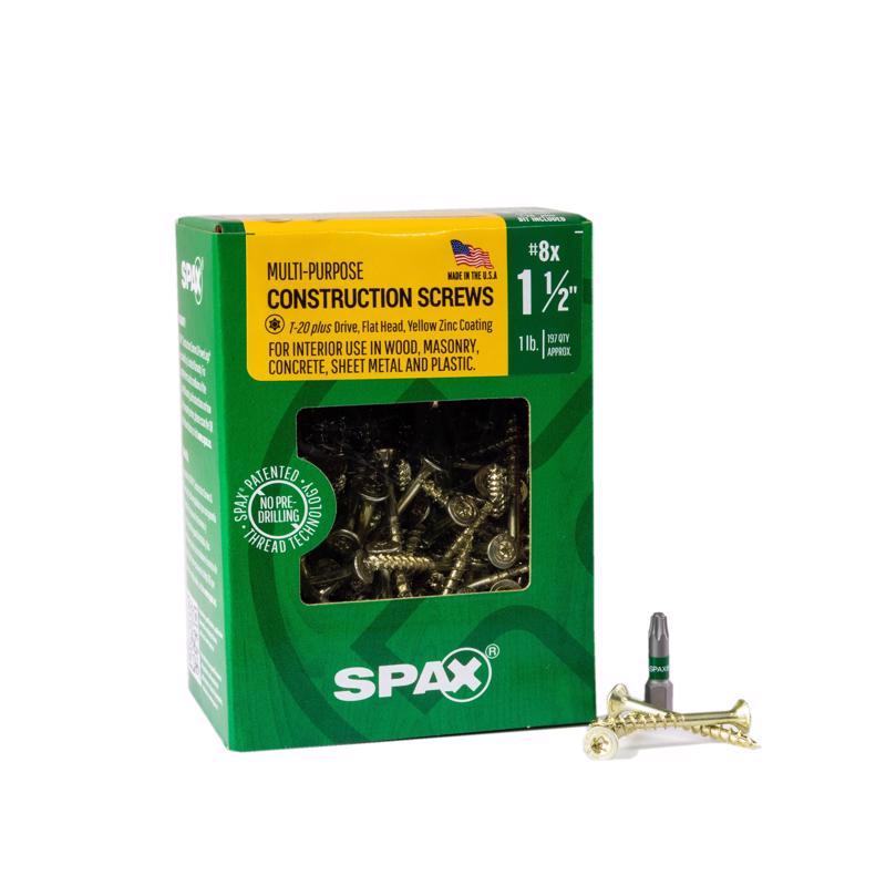 SPAX进口代理批发 SPAX 多材料 8 英寸 X 1-1/2 英寸长 T-20+ 平头锯齿状结构螺钉