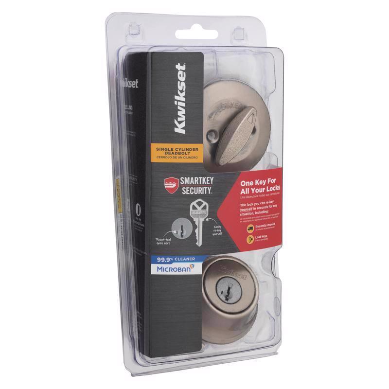 KWIKSET进口代理批发 Kwikset SmartKey 安全缎面镍金属单缸门锁