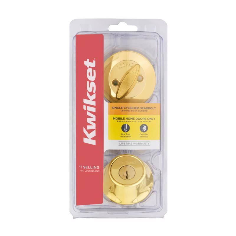 KWIKSET进口代理批发 Kwikset SmartKey 安全抛光黄铜金属单缸门锁