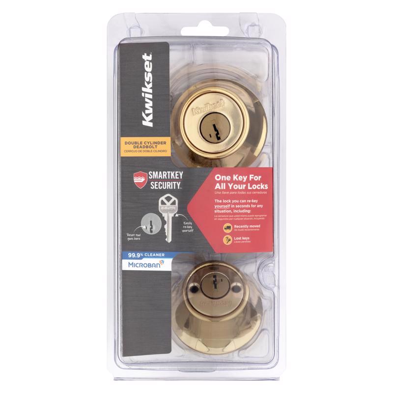 KWIKSET进口代理批发 Kwikset SmartKey 安全抛光黄铜金属双锁芯门锁