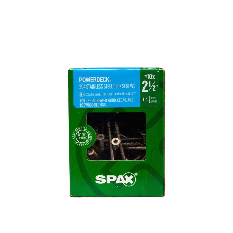 SPAX进口代理批发 SPAX PowerDeck No. 10 cu in X 2-1/2 in. L 银星装饰头甲板螺丝 1 磅 83 件