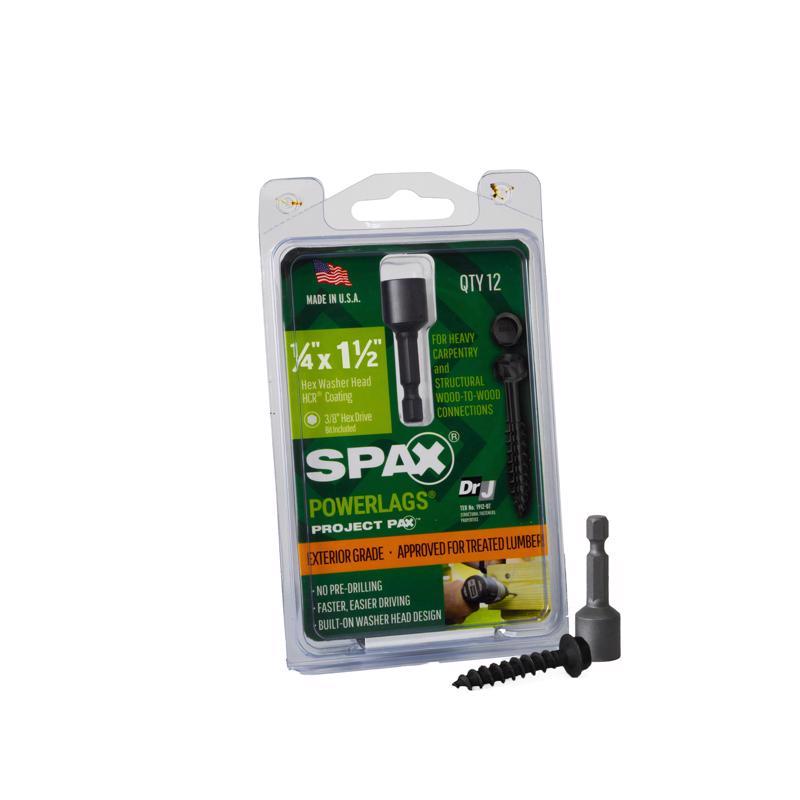 SPAX进口代理批发 SPAX PowerLags 1/4 英寸 X 1-1/2 英寸 L 垫圈高耐腐蚀碳钢拉力螺钉 12 个/包