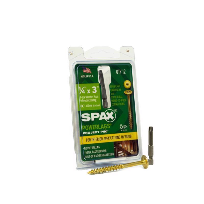 SPAX进口代理批发 SPAX PowerLags 1/4 英寸 X 3 英寸长 T-30 垫圈头锯齿状结构螺钉