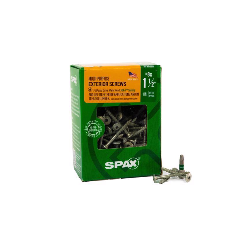 SPAX进口代理批发 SPAX 多材料 8 英寸 X 1-1/2 英寸长 T-20+ 圆头锯齿状结构螺钉