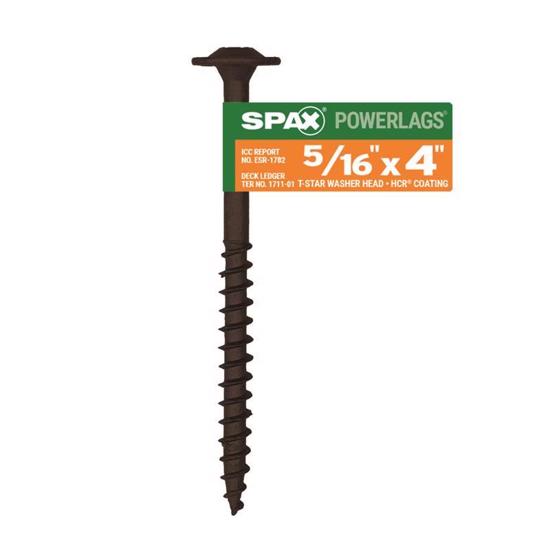 SPAX进口代理批发 SPAX PowerLags 5/16 英寸 X 4 英寸 L 垫圈高耐腐蚀碳钢拉力螺钉 1 个/包