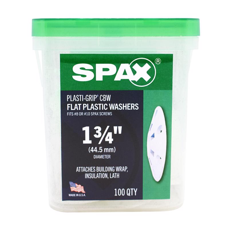 SPAX进口代理批发 SPAX Plasti-Grip 聚丙烯 1-3/4 英寸平垫圈 100 个/包