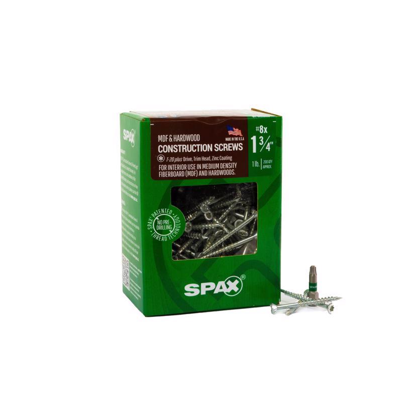 SPAX进口代理批发 SPAX MDF No. 8 英寸 X 1-3/4 英寸长 T-20+ 装饰头锯齿状结构螺钉