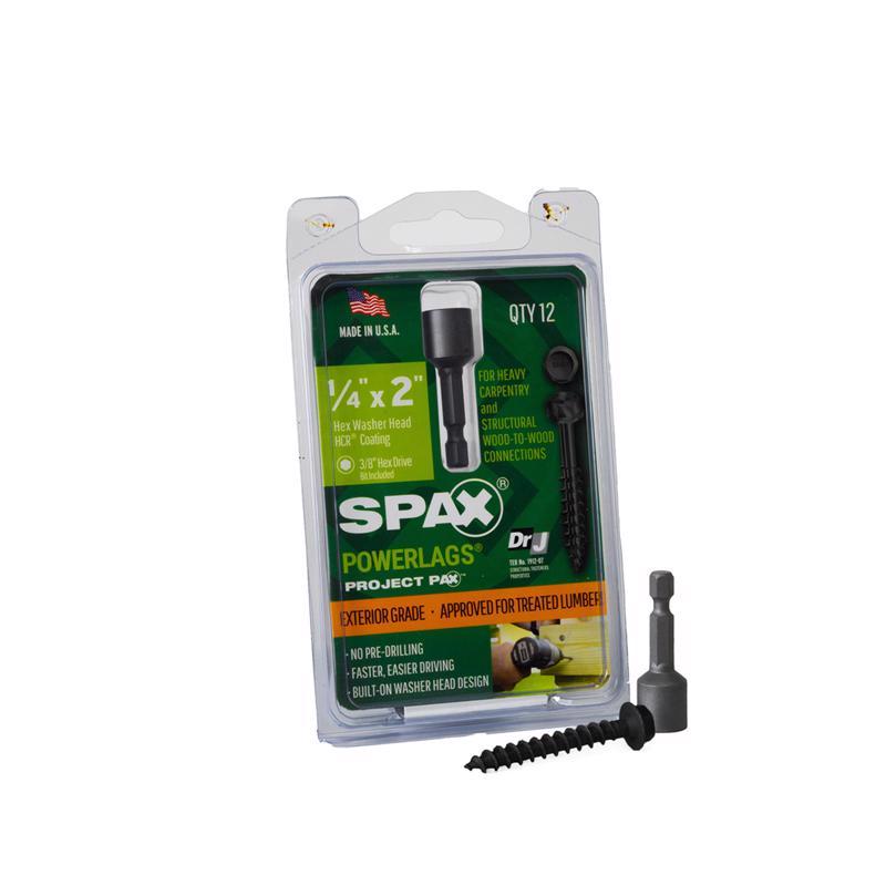 SPAX进口代理批发 SPAX PowerLags 1/4 英寸 X 2 英寸 L 垫圈高耐腐蚀碳钢拉力螺钉 12 个/包