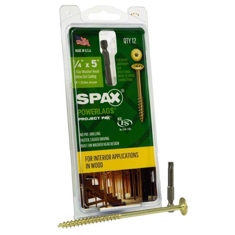 SPAX进口代理批发 SPAX PowerLags 1/4 英寸 X 3-1/2 英寸 L 星形垫圈头锯齿结构螺钉