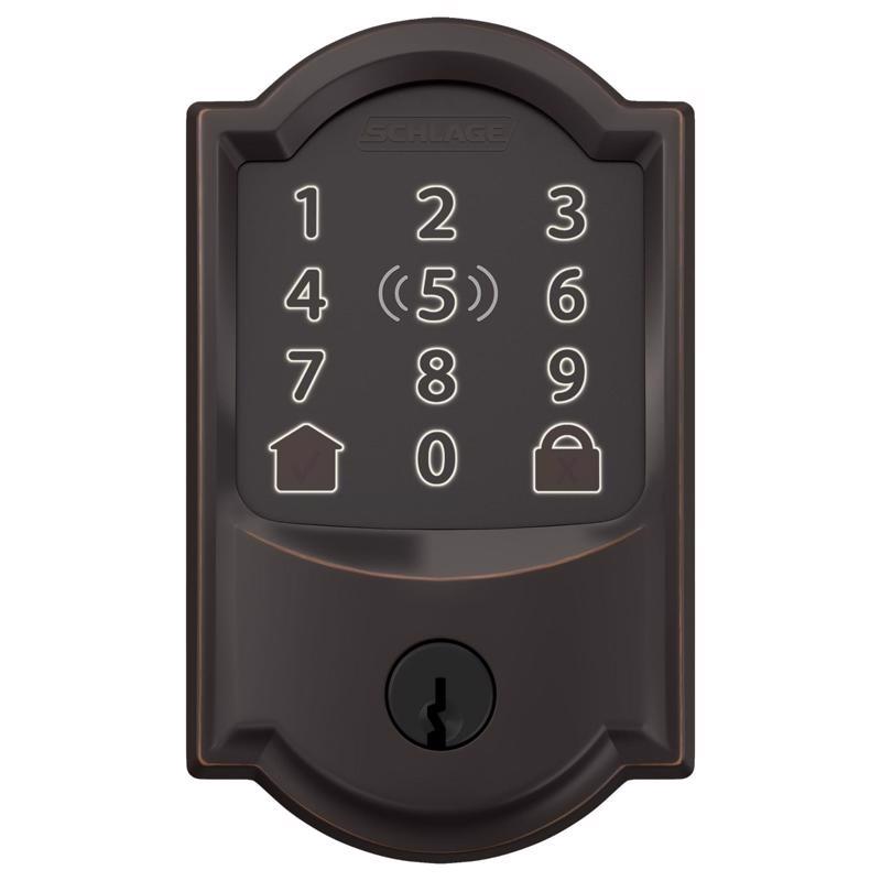 SCHLAGE进口代理批发 Schlage Encode Plus 做旧青铜金属 WiFi 锁舌，带 Camelot 装饰