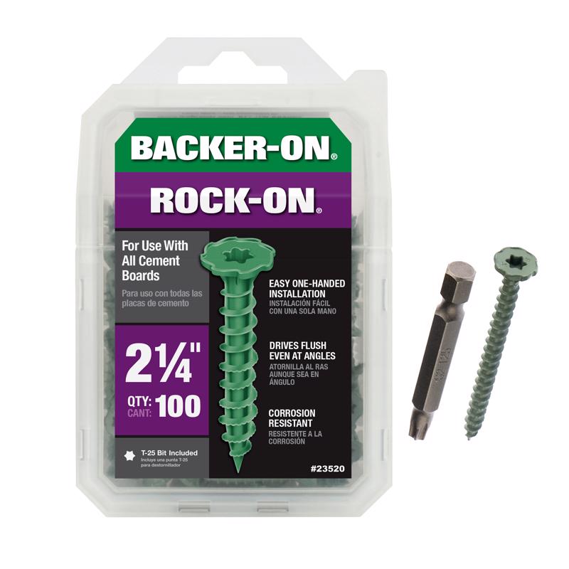 BACKER-ON进口代理批发 Backer-On Rock-On 9 号 X 2-1/4 英寸 L 星形平头锯齿水泥板螺钉