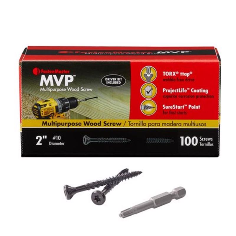 THE FASTENMASTER MVP进口代理批发 FastenMaster MVP 2 英寸 L Torx Ttap 黑色自攻木螺钉 100 个/包