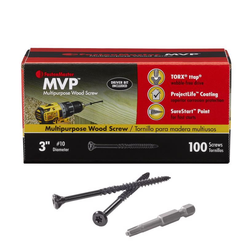 FASTENMASTER进口代理批发 FastenMaster MVP 3 英寸 L Torx Ttap 自攻木螺钉 100 个/包