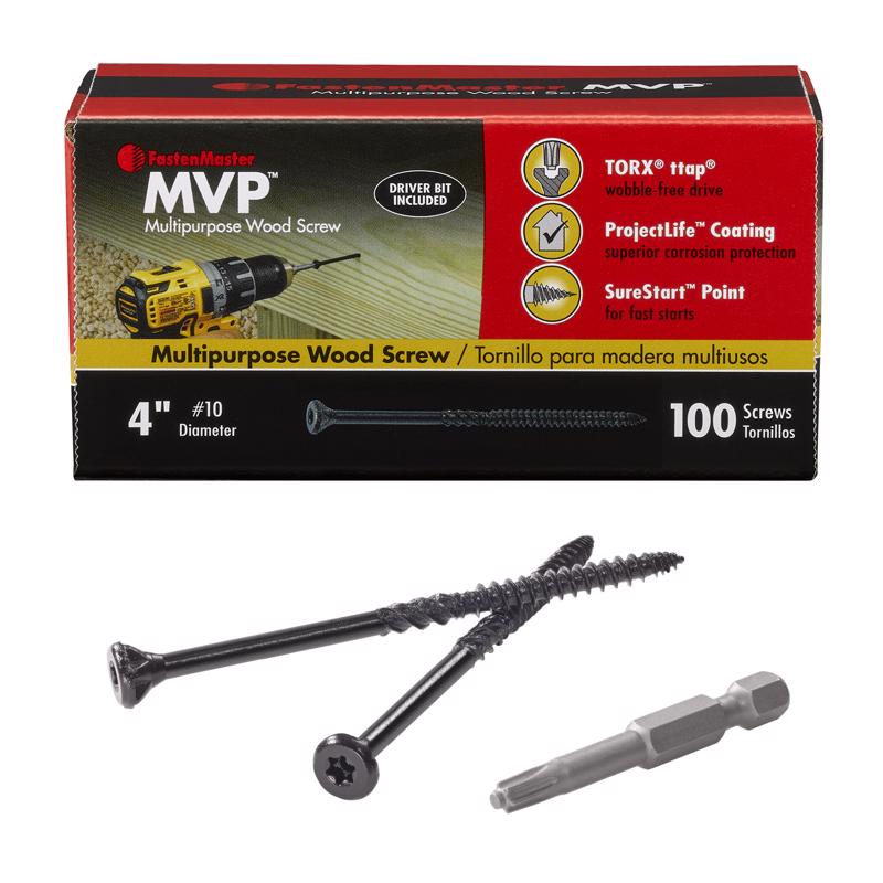 FASTENMASTER进口代理批发 FastenMaster MVP 4 英寸 L Torx Ttap 自攻木螺钉 100 个/包