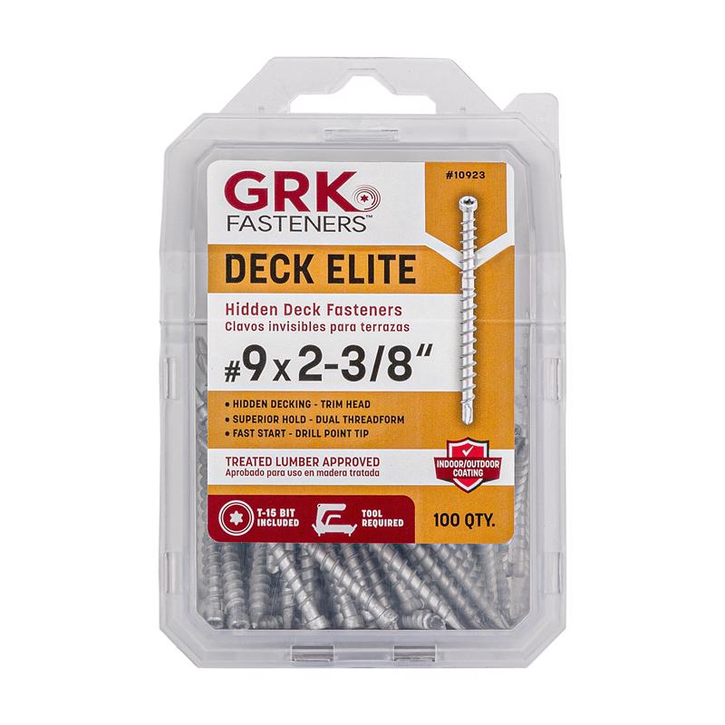 GRK进口代理批发 GRK Deck Elite 9 英寸 X 2-3/8 英寸 L 银星装饰头甲板螺丝 100 个/包