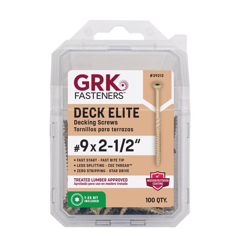 GRK进口代理批发 GRK Deck Elite 9 英寸 X 2-1/2 英寸 L 金星号角头甲板螺丝 1 件装