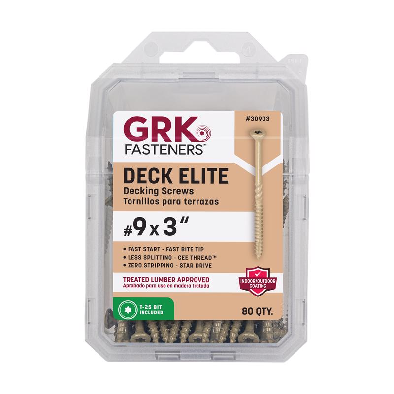 GRK进口代理批发 GRK Deck Elite 9 英寸 X 3 英寸 L 金星号角头甲板螺丝 1 件装