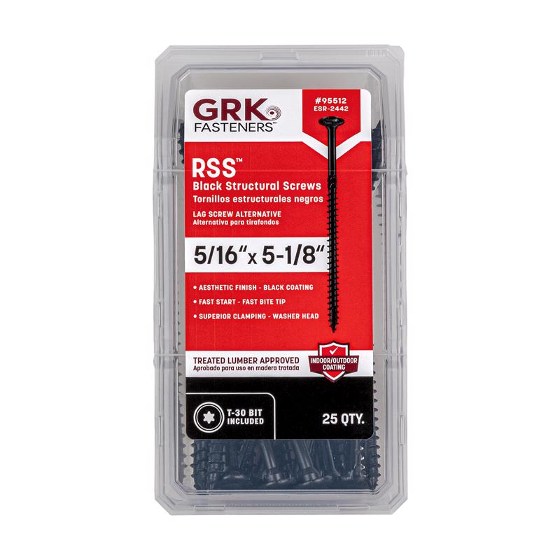 酷牌库|商品详情-GRK进口代理批发 GRK RSS 5/16 或 15 英寸 X 5-1/8 英寸 L 星形黑色 W 型切割结构木螺钉 1 包