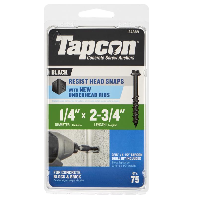 TAPCON进口代理批发 Tapcon 1/4 英寸 X 2-3/4 英寸 L 六角驱动六角头高/低混凝土螺钉