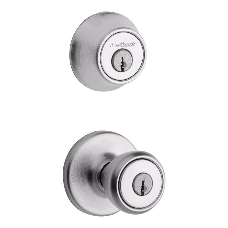 KWIKSET进口代理批发 Kwikset Tylo 缎面镀铬门锁和入口门把手 1-3/4 英寸。