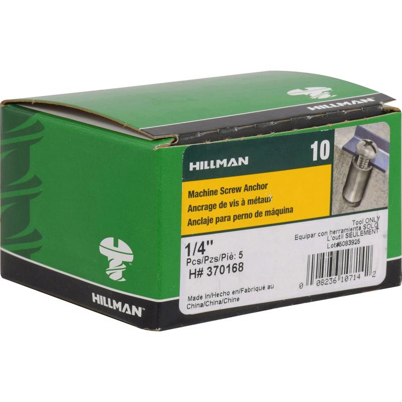 HILLMAN进口代理批发 HILLMAN 1/4 英寸 DX 3.75 英寸 L 碳钢圆头安装工具机螺钉锚栓 5 件装