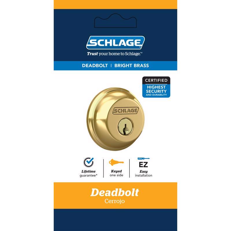 SCHLAGE进口代理批发 Schlage 光亮黄铜锌单缸锁舌