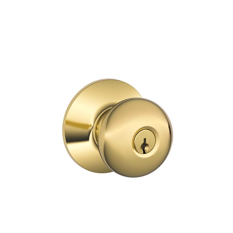 SCHLAGE进口代理批发 Schlage 普利茅斯亮黄铜入口门把手 1-3/4 英寸。