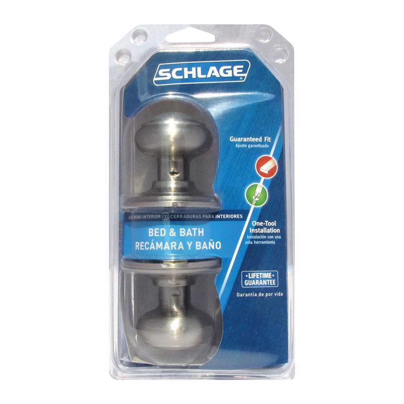 SCHLAGE进口代理批发 Schlage 格鲁吉亚缎面镍隐私锁具 1-3/4 英寸。