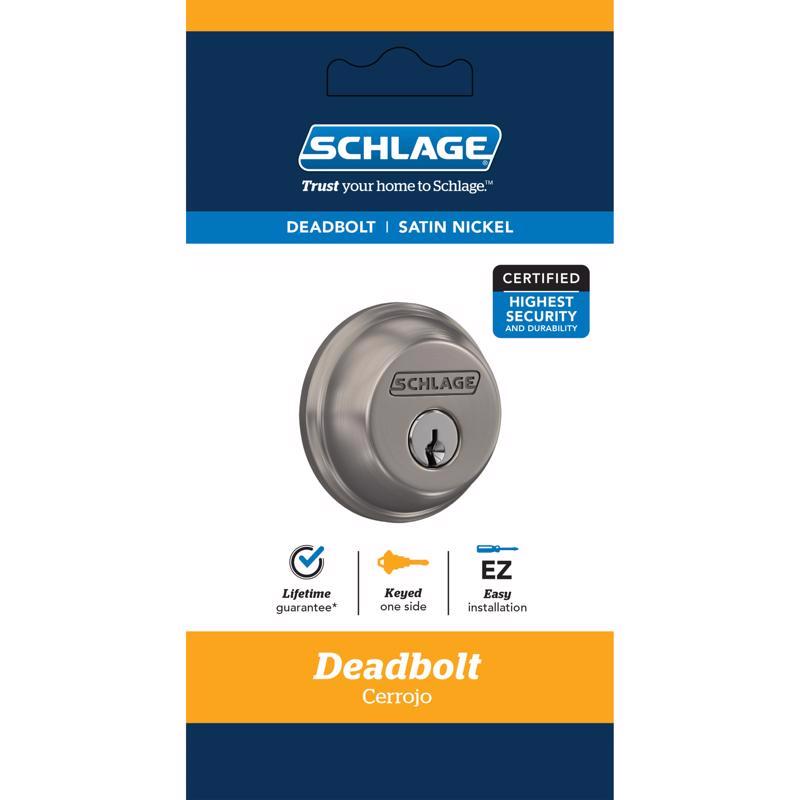 SCHLAGE进口代理批发 Schlage 缎镍锌单缸锁舌