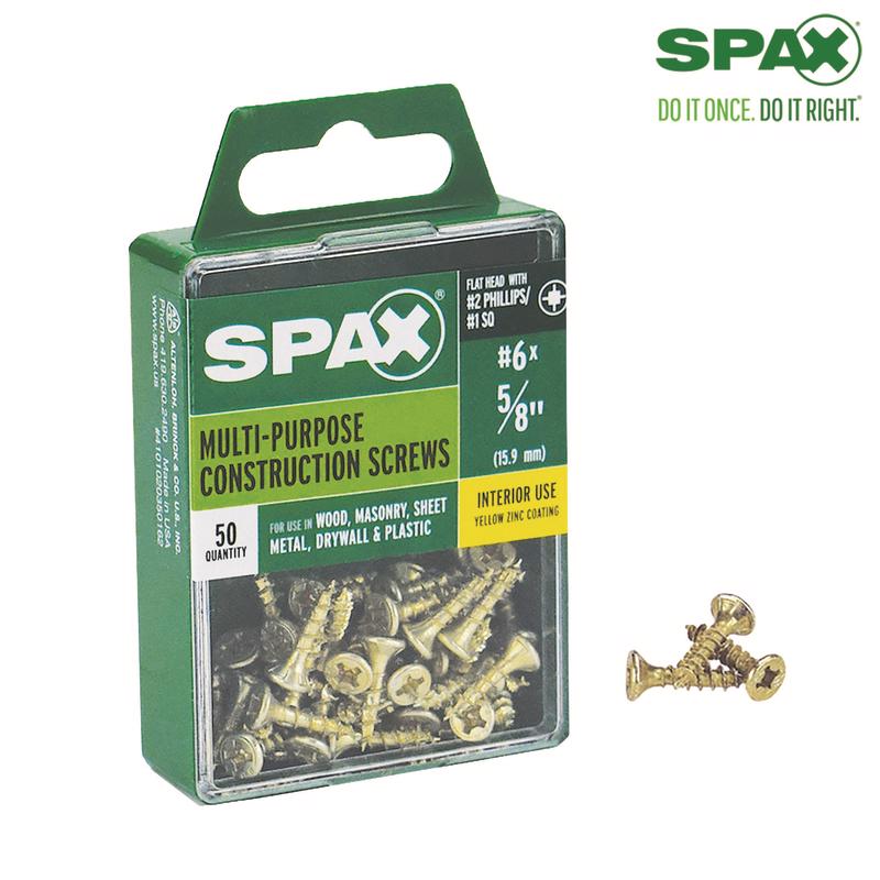 酷牌库|商品详情-SPAX进口代理批发 SPAX 多材料 6 号标签 X 5/8 英寸 L Unidrive 平头锯齿状结构螺钉