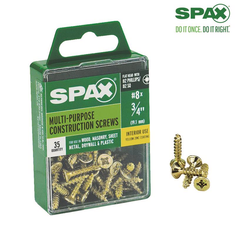 SPAX进口代理批发 SPAX 多材料 8 号标签 X 3/4 英寸 L Unidrive 平头锯齿状结构螺钉