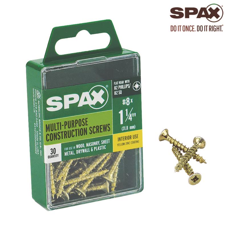 SPAX进口代理批发 SPAX 多材料 8 号标签 X 1-1/4 英寸 L Unidrive 平头锯齿状结构螺钉