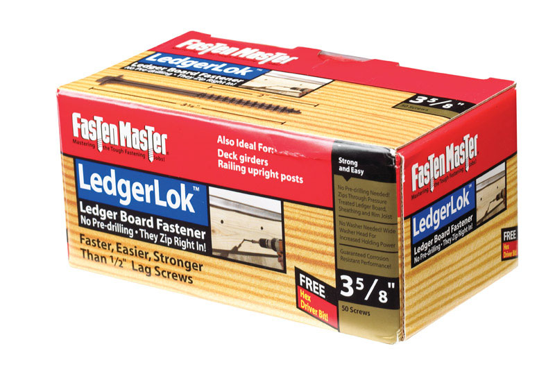 FASTENMASTER进口代理批发 FastenMaster LedgerLok 3 号 X 3-5/8 英寸 L 六角六角垫圈头甲板螺钉 50 个/包