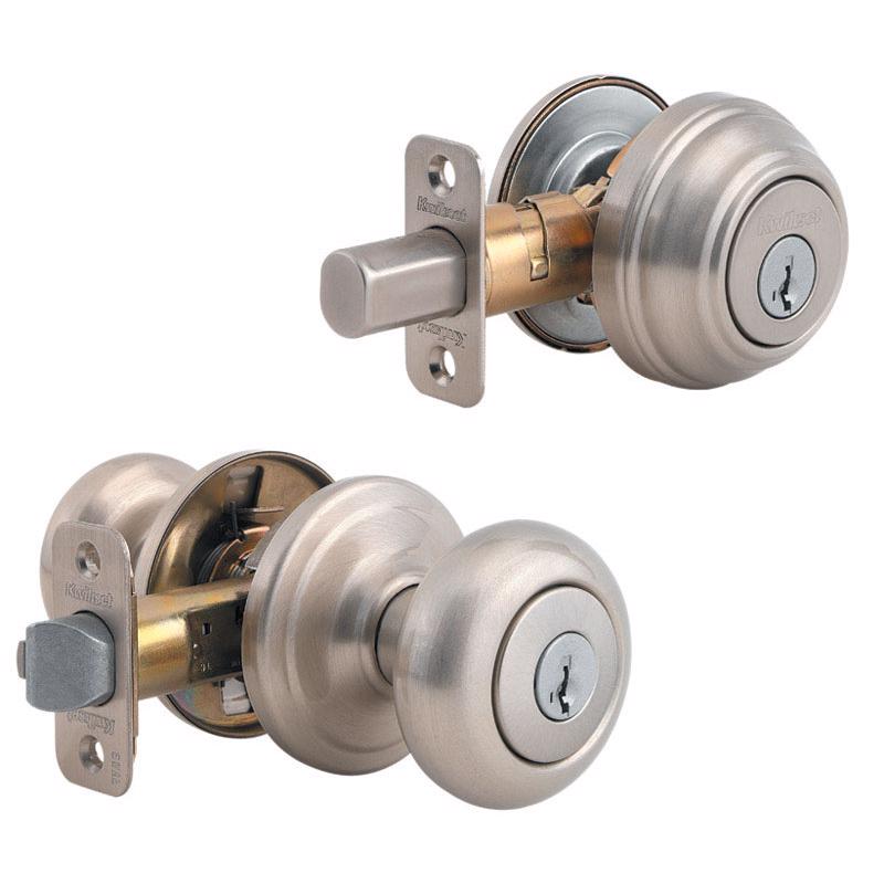 KWIKSET进口代理批发 Kwikset SmartKey Juno 缎面镍锁舌和进门把手 KW1 1-3/4 英寸