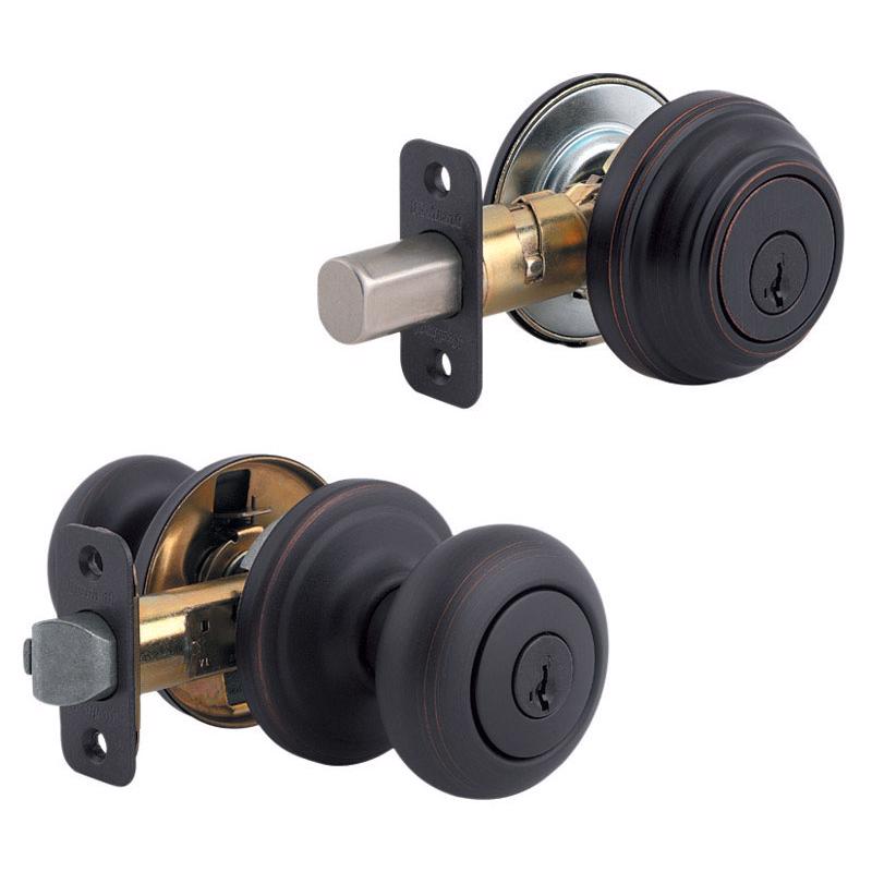 KWIKSET进口代理批发 Kwikset SmartKey Juno Venetian 青铜锁舌和入口门把手 KW1 1-3/4 英寸