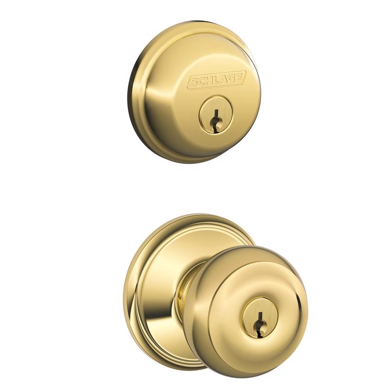 SCHLAGE进口代理批发 Schlage 格鲁吉亚明亮黄铜锁舌和入口门把手 1-3/4 英寸。